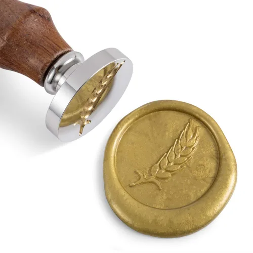 Miniatura 8 de Mceal Sello de cera, cabeza de latón plateado con mango de palisandro, 1.2 pulgadas de diámetro (árbol de manzano)