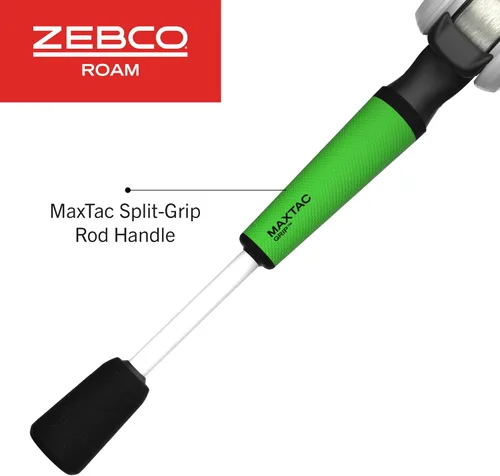 Miniatura 6 de Zebco Roam Carrete Baitcast y Combo de Caña de Pescar, Caña de Pescar de Fibra de Vidrio de 6 Pies 6 Pulgadas de 2 Piezas con Mango de Caña Verde
