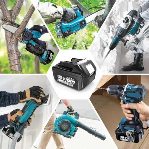Miniatura 2 de Worthmah Paquete de 2 baterías de litio de 6000 mAh 18 V de larga duración para batería Makita de 18 V BL1860B BL1850B BL1815 BL1840B BL1815