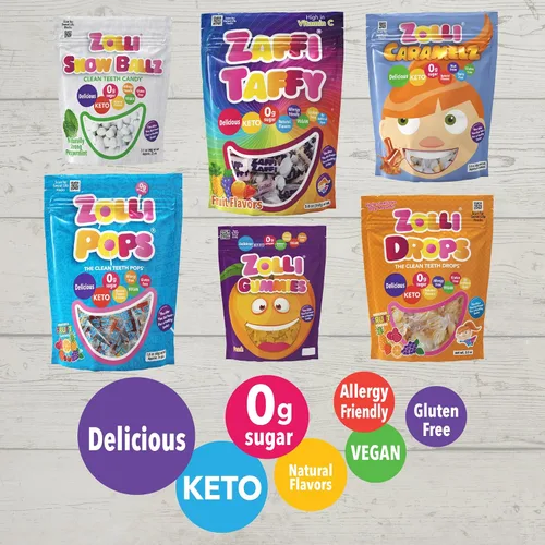 Miniatura 4 de Zolli Snow Ballz Clean Teeth Candy sin azúcar, sin colorantes, apto para dieta keto y diabética, golosinas aprobadas por dentistas para niños