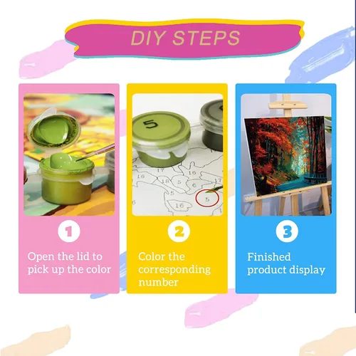 Miniatura 6 de FILASLFT Kit de Pintura por Números para Adultos, Pintura por Números de Sendero Forestal para Adultos Principiantes, Pintura de Hoja de Arce por