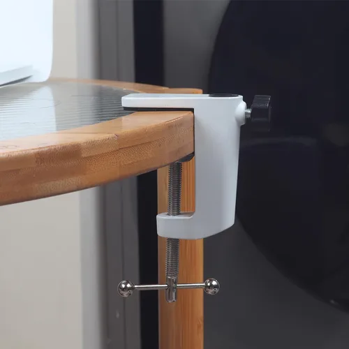 Miniatura 6 de Soporte de lámpara universal con abrazadera en C Base de abrazadera de montaje de escritorio para luces de brazo oscilante, iluminación de Blanco
