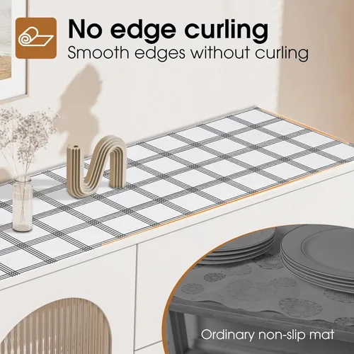 Miniatura 7 de Beautysaid Revestimiento de estante y cajón para armario de cocina, papel antideslizante no adhesivo, impermeable, lavable, grueso para tocador