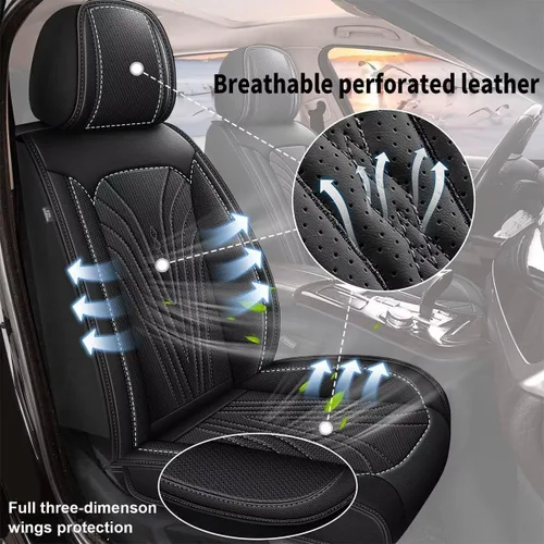 Miniatura 6 de DISUTOGO Fundas de asiento compatibles con Nissan Kicks 2018-2025 2026, juego completo de fundas de asiento de automóvil de cuero sintético