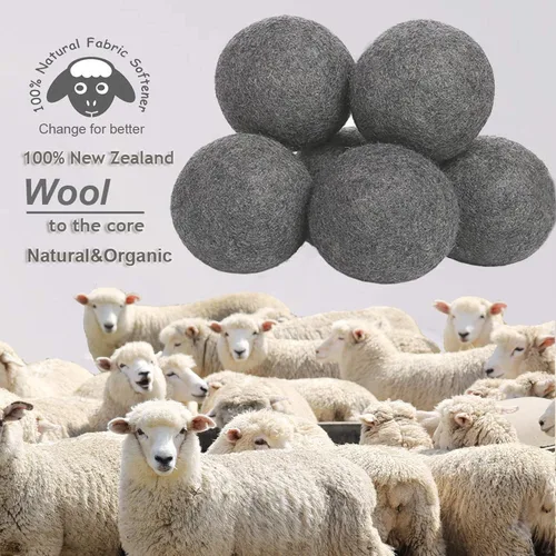 Miniatura 2 de Budieggs Bolas secadoras de lana gris oscuro XL, paquete de 6, suavizante de tela 100% orgánico de Nueva Zelanda para más de 1000 cargas, seguras