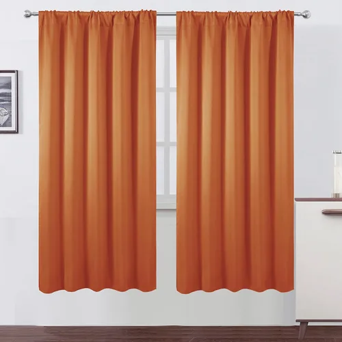 Miniatura 66 de LEMOMO Cortinas opacas negras para cocina, 42 x 45 pulgadas, juego de 2 paneles de cortinas opacas con bolsillo para cortinero para ventana pequeña