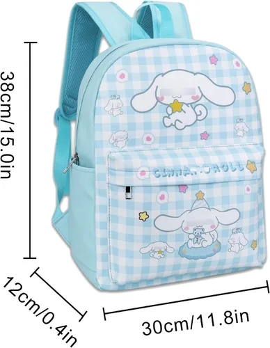 Miniatura 3 de Roffatide Dibujos animados Cinnamoroll Todo Sobre Impresión a Cuadros Casual Mochila Linda Mochila Viaje Bicicleta Mochila Senderismo Mochila Azul