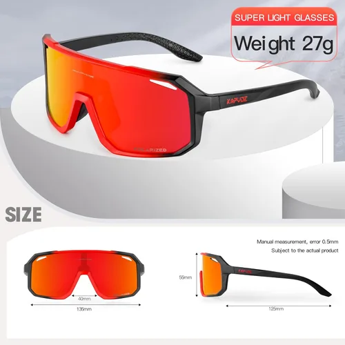 Miniatura 5 de KAPVOE Gafas de sol polarizadas para ciclismo, deportes, UV400, para correr, pesca, béisbol, para hombres y mujeres, K62 Negro rojo