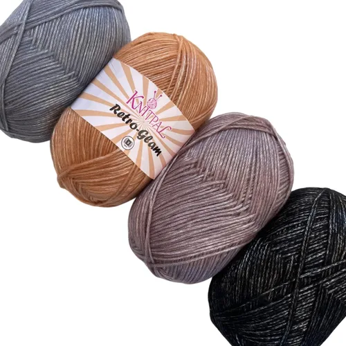 Miniatura 21 de Retro-Glam Hilo Metálico para Crochet, Paquete de 4 (1280 Yardas / 14.11 Onzas), Patrones Gratuitos - Hilo Brillante para Tejer - Peso Ligero 3 DK