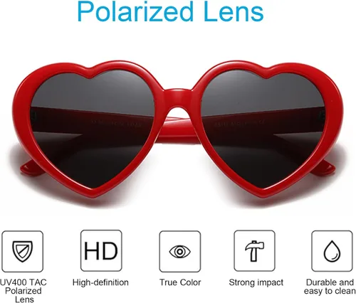 Miniatura 5 de Gafas de sol polarizadas en forma de corazón para niñas y niños, a la moda, encantadoras y bonitas gafas