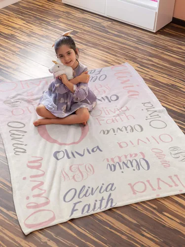 Miniatura 8 de Mantas con nombre personalizadas para bebés, niños y adultos. Manta con nombre personalizado del nombre del bebé. Manta con nombre personalizada