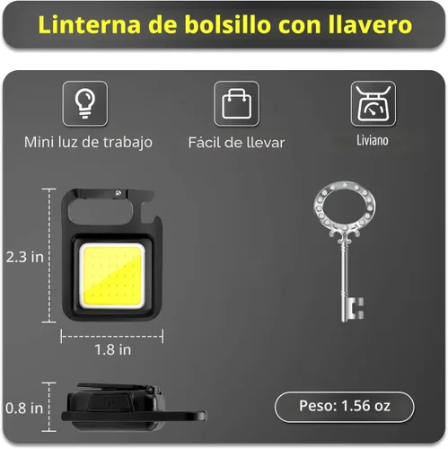 Miniatura 4 de MAKDAK COB Linterna Recargable de Llavero 2Pack, Luz de Trabajo LED Super Brillante de Alto Lúmen con Imán, Clip, Abrebotellas para Paseos