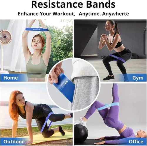 Miniatura 7 de Bandas de resistencia, juego de bucles de látex natural, 5 niveles de resistencia diferentes [10 libras a 115 libras] para entrenamiento, gimnasio