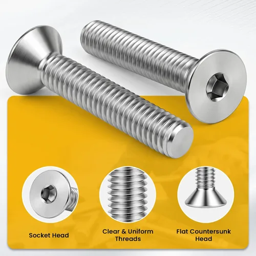 Miniatura 3 de Tornillos avellanados de cabeza plana de 5/16-18 x 1 pulgada, tornillo avellanado, acero inoxidable 18-8, rosca completa, acabado brillante, 15