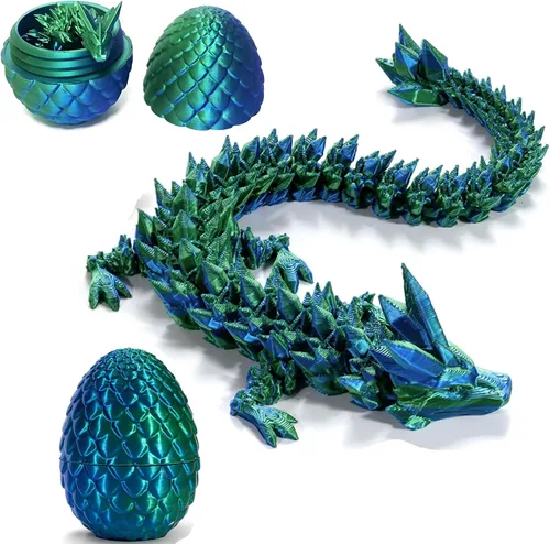 Miniatura 14 de Huevo de dragón impreso en 3D, juguete misterioso de dragón de cristal, dragón articulado, decoración de escritorio para el hogar, huevos