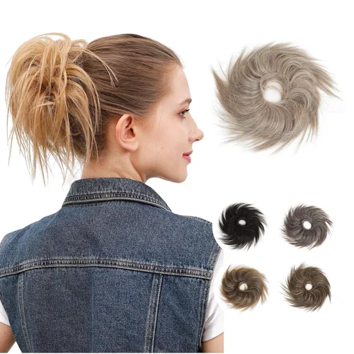 Miniatura 11 de JuvaBun Pieza de pelo rubia despeinada para mujer – Pieza de cabello rubio desordenado para moño, añade volumen instantáneo, rápido updo, lavable
