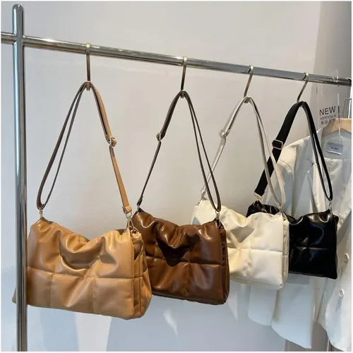 Miniatura 5 de Bolsos cruzados acolchados de moda para mujer, correa de cadena ajustable, con relleno de casete, bolsa de hombro hinchada