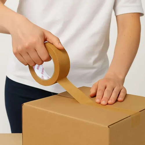 Miniatura 6 de Cinta de embalaje de papel kraft marrón ecológica, embalaje resistente puede biodegradable, orar jadeando, sellado, escritura y fácil de rasgar