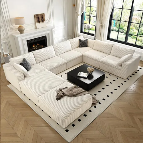 Miniatura 31 de LoveSeat Cloud Couch Sofá Seccional Modular para Sala de Estar, Sofá Moderno con Asiento Profundo, Sofá de 2 Plazas Sin Huesos con Otomana, Cómodos