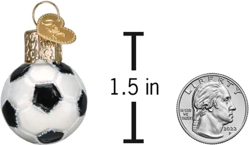 Miniatura 5 de Old World Christmas Gumdrops - Mini bola de fútbol soplada de cristal para árbol de Navidad, decoración navideña hecha a mano, colección deportiva