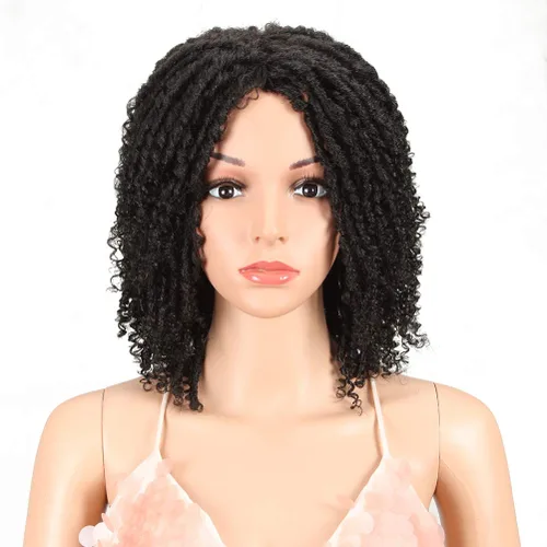 Style Icon Peluca corta de rastas de 6 pulgadas para mujeres negras, pelucas sintéticas cortas y rizadas (6 pulgadas, 1B)