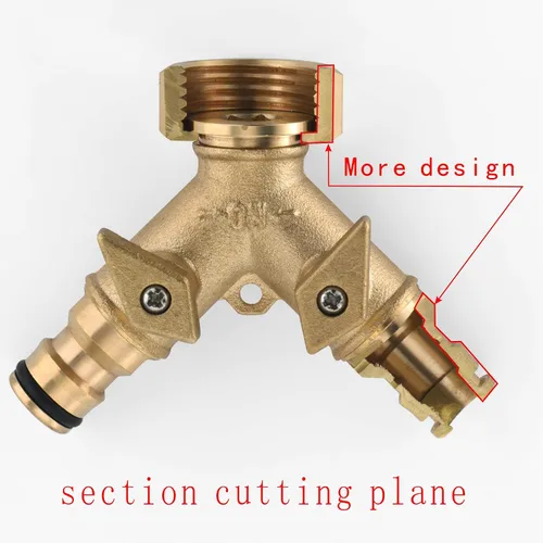 Miniatura 5 de never break NPT3/4 - Válvula desviadora de latón macizo de cobre de dos salidas, conector rápido de grifo de latón resistente de 2 vías, conector
