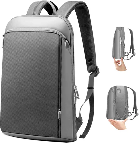 Miniatura 8 de ZINZ Mochila delgada y expandible para laptop de 15, 15.6 y 16 pulgadas, antirrobo, bolsa de viaje de negocios con USB, mochila multiusos de gran