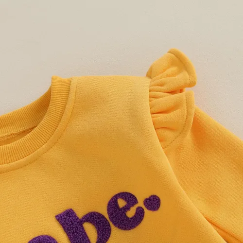 Miniatura 4 de FYBITBO Ropa de otoño e invierno para bebé, sudadera de manga larga con volantes, mameluco de burbujas, lindo atuendo cálido