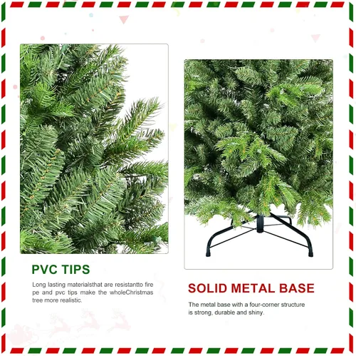 Miniatura 3 de Árbol de Navidad artificial sin luz de 5 pies, árbol de Navidad de abeto verde festivo con 723 puntas de rama, árbol de Navidad realista de abeto