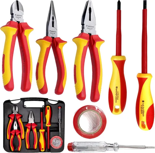Miniatura 12 de WEDO VDE - Juego de herramientas aisladas de 1000 V, 13 piezas, herramientas de seguridad para electricistas con alicates, destornilladores