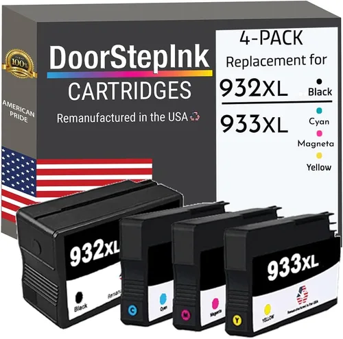 DoorStepInk Cartucho de tinta remanufacturado en Estados Unidos para HP 932 XL 932XL negro y HP 933 XL 933XL 933XL cian, magenta, amarillo, paquete