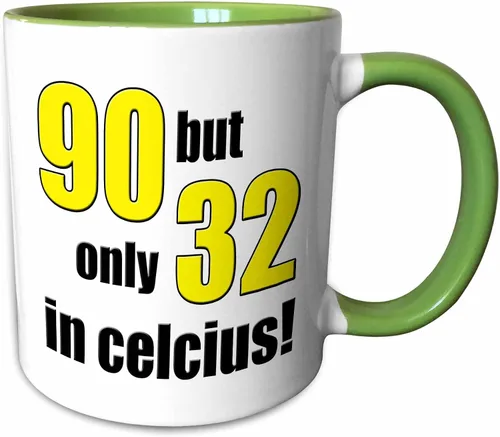Miniatura 9 de 3dRose 90 pero solo 32 en Celsius. Amarillo. Taza negra de dos tonos de 11 oz