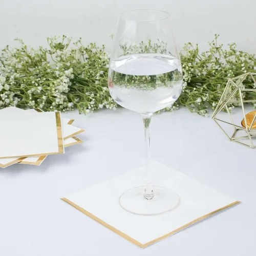 Miniatura 12 de Efavormart 50 Pack Servilletas de papel para fiestas de 2 capas suaves verde oliva con borde dorado de oro, servilletas para cenas, cócteles