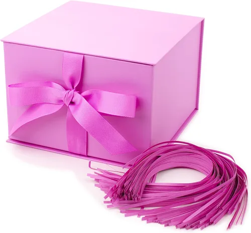 Miniatura 12 de Hallmark Caja de regalo mediana con tapa y relleno de papel triturado (caja gris de 7 pulgadas) para bodas, graduaciones, cumpleaños, día del padre