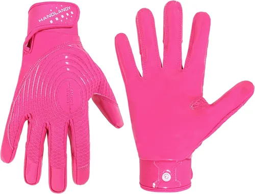 Miniatura 14 de HANDLANDY Guantes de fútbol para jóvenes, guantes receptores adhesivos para niños, guante de fútbol de súper agarre, mejor regalo para niños y niñas