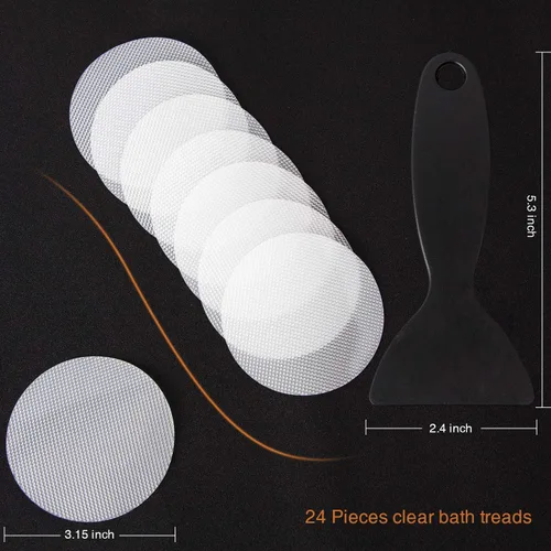 Miniatura 3 de Secopad 24 PCS Calcomanías Originales Antideslizantes para Bañera, Seguridad para Bañeras y Duchas, Bandas Antideslizantes Adhesivas, Raspador
