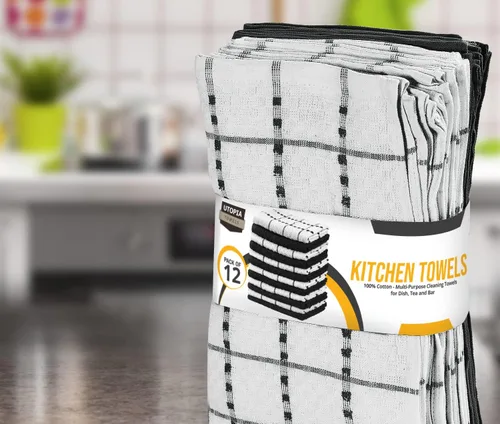 Miniatura 6 de Utopia Towels - Juego de paños de cocina de 12 unidades, 15 x 25 pulgadas, 100% algodón hilado en anillo súper suave y absorbente, toallas de lino