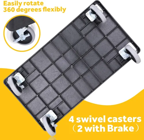 Miniatura 7 de ELAFROS Carrito utilitario de plástico resistente de 34 x 17 pulgadas - Carrito de trabajo con almacenamiento de tina con estantes profundos