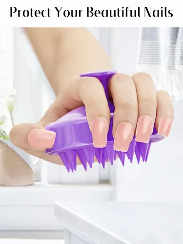 Miniatura 68 de HEETA Masajeador de cuero cabelludo para el crecimiento del cabello, cepillo de champú exfoliante de cuero cabelludo de silicona suave para Rojo