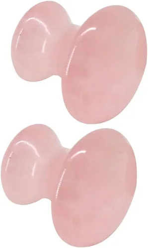 Uonlytech 2 herramientas Gua Sha, masajeador facial de hongo de cuarzo rosa, piedras de jade, herramienta de masaje para mujeres, spa en casa, rosa