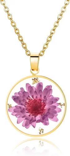 Miniatura 30 de Pressed Flower Necklace Gift for Women Personalized Handmade Necklaces Birth Flower Necklace