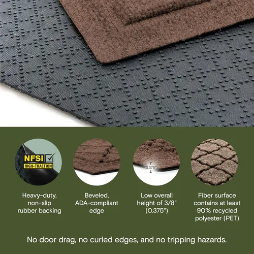Miniatura 3 de Bungalow Flooring Waterhog - Tapete para puerta, 4 x 6 pies, fabricado en Estados Unidos, duradero y decorativo, antideslizante, interior/exterior