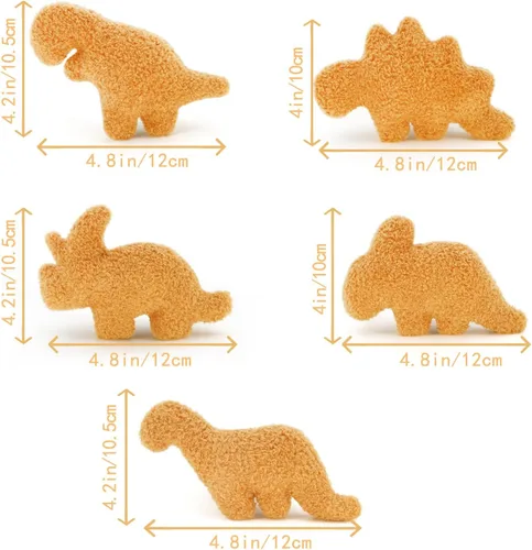 Miniatura 5 de Mini Dinosaurio Nuggets de Pollo de Peluche 4.2 Pulgadas, Almohada de Juguete Relleno de Nuggets de Pollo Frito Dino Realista y Divertido, Regalo