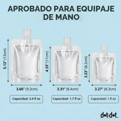 Miniatura 6 de Bolsas de viaje para artículos de tocador, paquete de 13 bolsas de líquido de viaje recargables aprobadas por la TSA, botellas de viaje planas