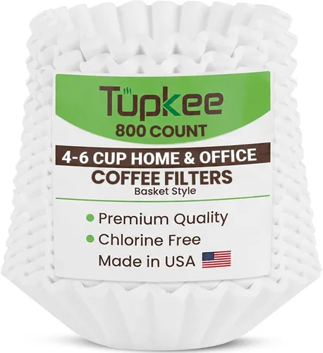 Miniatura 9 de Filtros de café de 4 a 6 tazas – 400 unidades, estilo canasta junior, papel blanco, sin cloro, filtro de café de 5 tazas, fabricado en los Estados