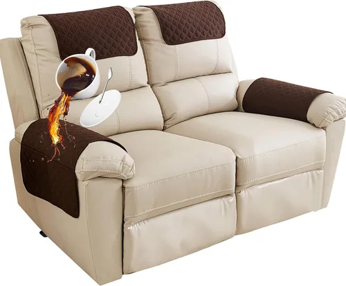 Miniatura 25 de Funda para Reposabrazos de Sofá, Funda para Reposacabezas de Silla Reclinable, Funda de Sillón con Bolsillos, Protector de Muebles Acolchado Beige