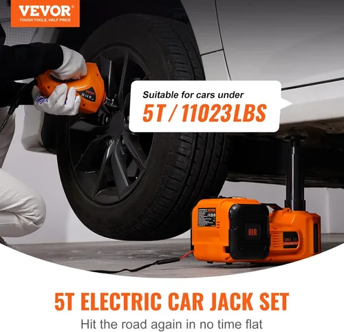 Miniatura 2 de VEVOR - Gato eléctrico para auto de 3 toneladas / 3000 kg, gato de tijera eléctrico de 12 V, con sillín doble y control remoto, gato de auto