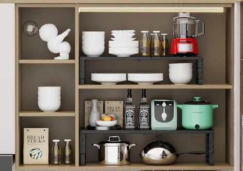 Miniatura 6 de Jojocross Organizador de Cocina Apilable Ajustable Expandible, Estante para Especias, Estantes de Almacenamiento de Despensa de Metal, Estante de 3
