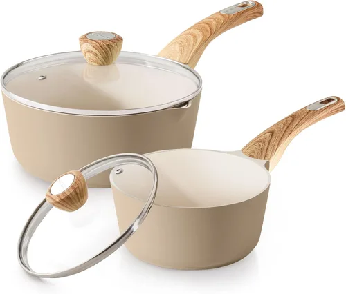 Miniatura 17 de SENSARTE - Cacerola antiadherente de cerámica con tapa, olla pequeña de 2.0 cuartos de galón, olla de cocina blanca con asa que no se calienta, olla