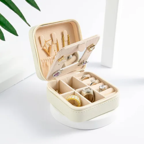 Miniatura 6 de KElofoN Joyero de viaje, joyero de viaje, organizador de joyas de viaje, caja organizadora de joyas pequeña para niñas y mujeres con espejo